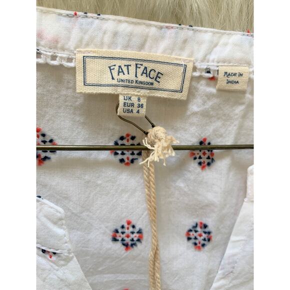 FAT FACE MOLLIE White Jacquard Frill Sleeveless Ruffle Blouse  Sz 4 NWT - Picture 7 of 15